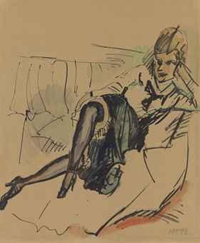 Sitzende mit violetten Strümpfen by Max Pechstein