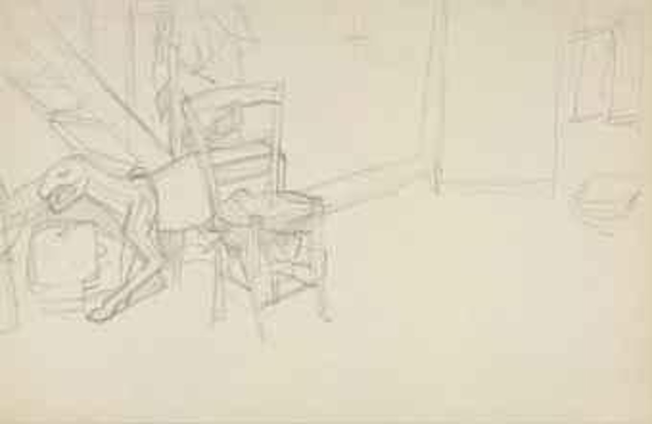 Sculptures dans l'atelier (recto); Chaise dans l'atelier (verso) by Alberto Giacometti