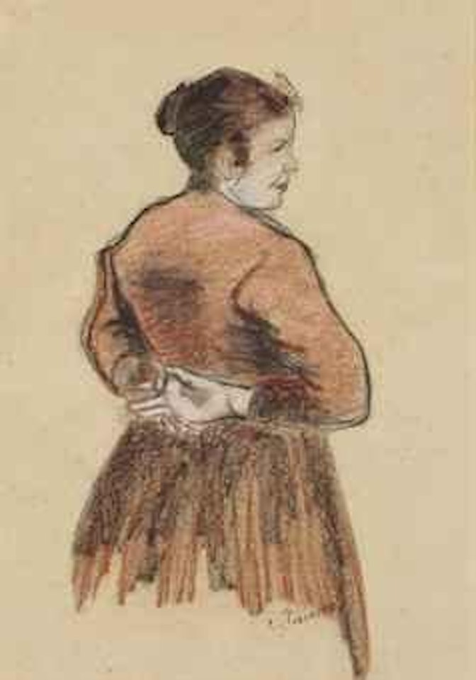 Jeune femme, les mains jointes derrière le dos by Camille Pissarro