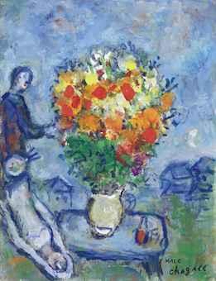 Le bouquet et la bouteille by Marc Chagall