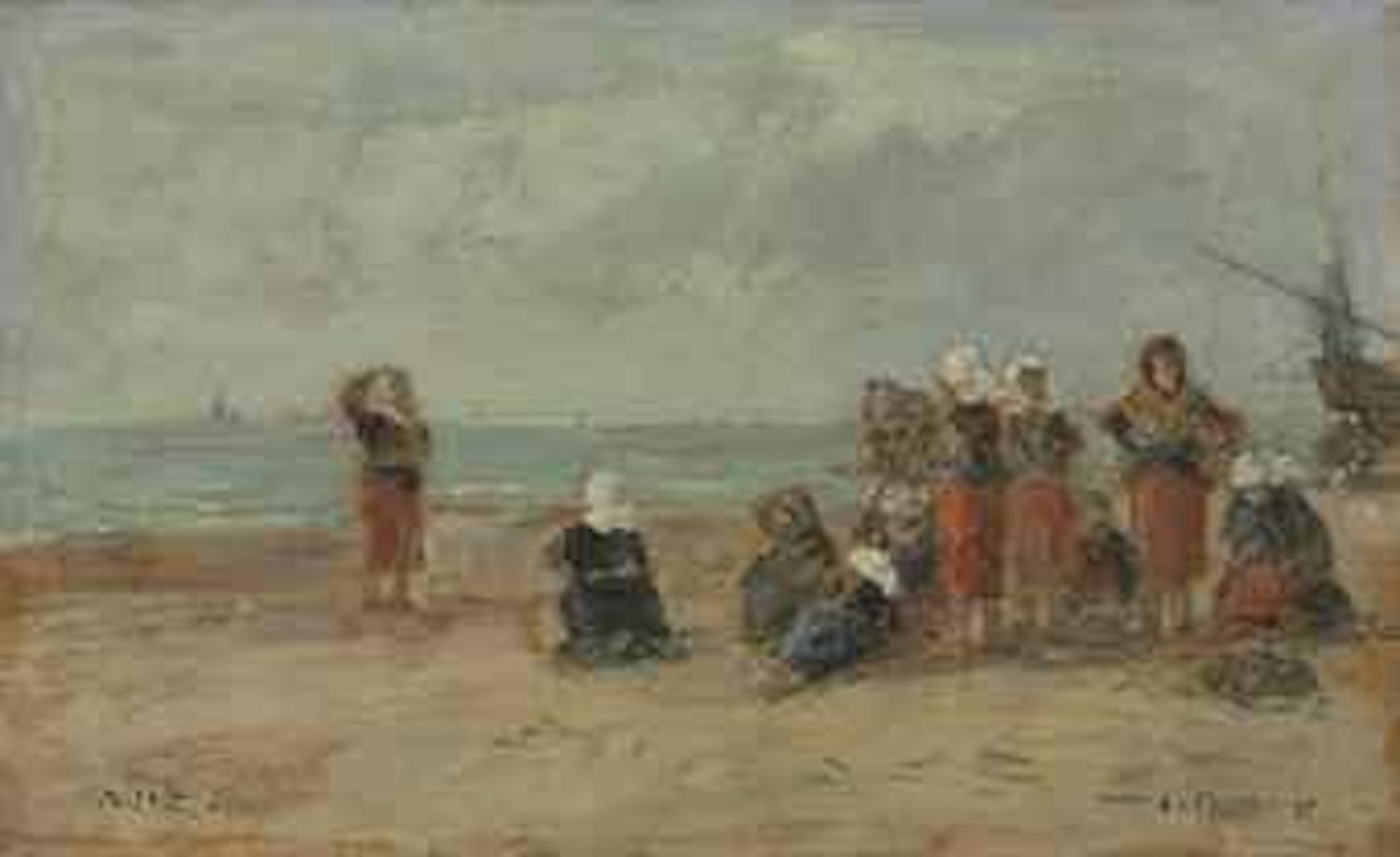 Pêcheuses sur la plage de Berck by Eugène Boudin
