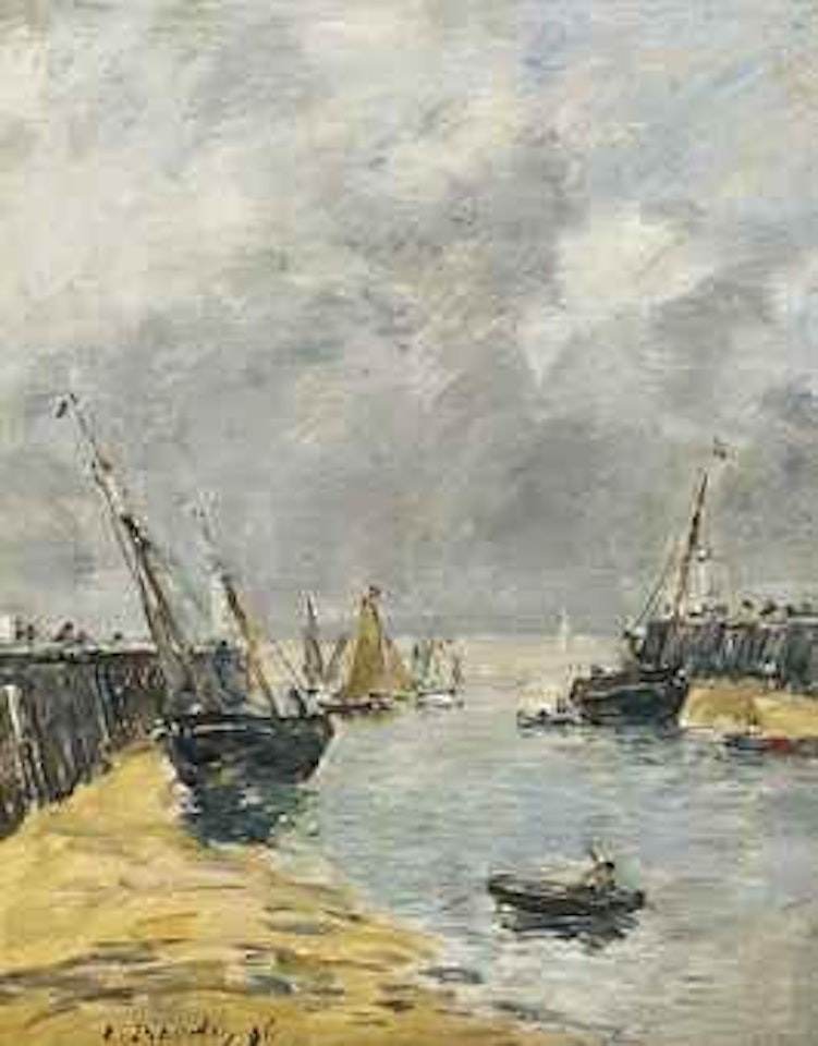 Les jetées, marée basse, Trouville by Eugène Boudin