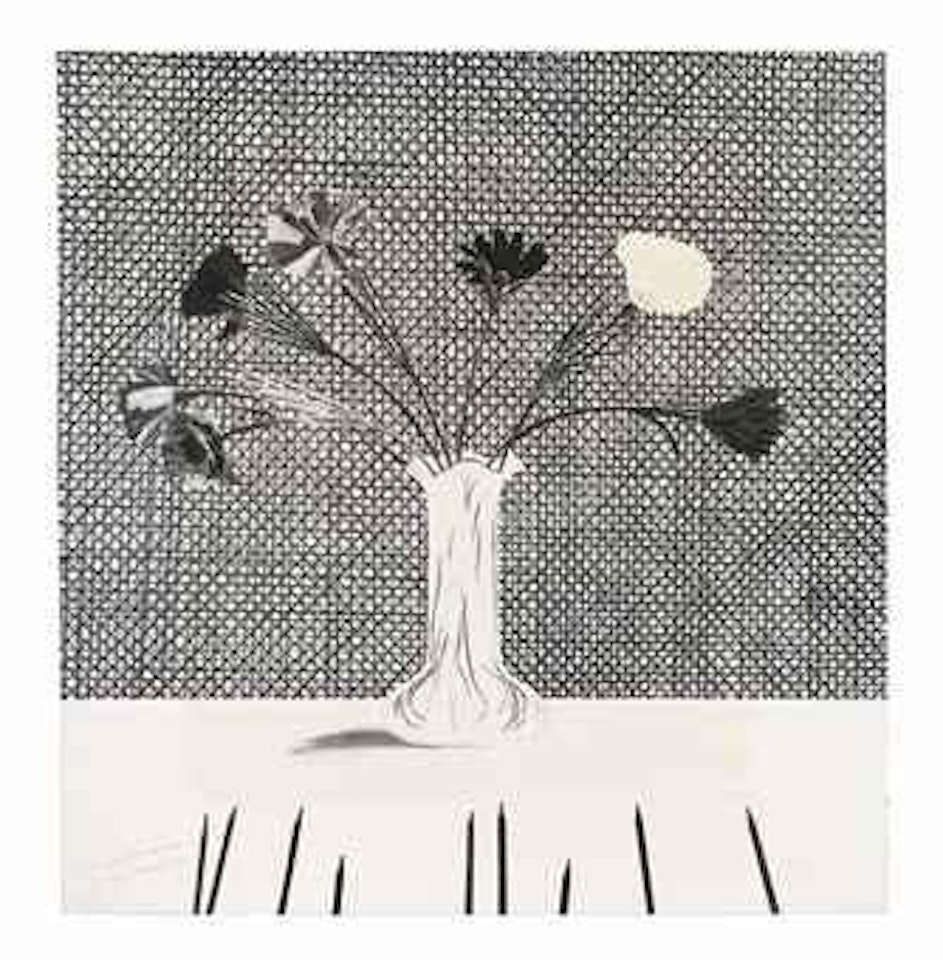 Flowers made of paper and black ink (S.A.C. 120; Tokyo 114) by David Hockney