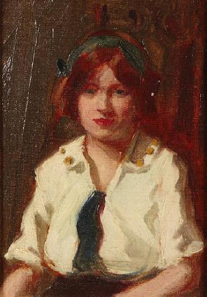 A portrait of a young woman, half-length, thought to be Miss Lily Elsie by Augustus Edwin John