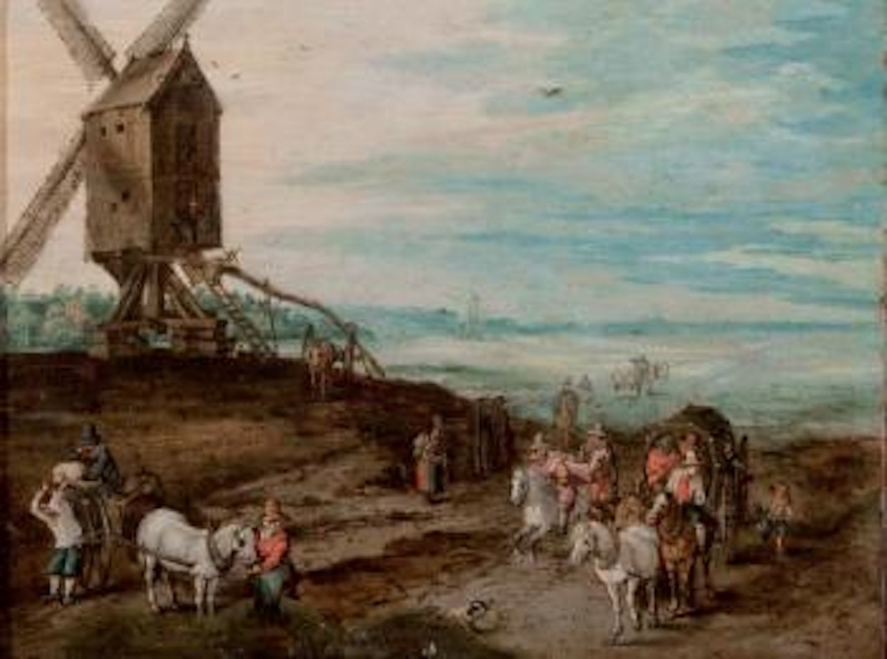 La halte des voyageurs près d'un moulin by Jan Brueghel the Younger