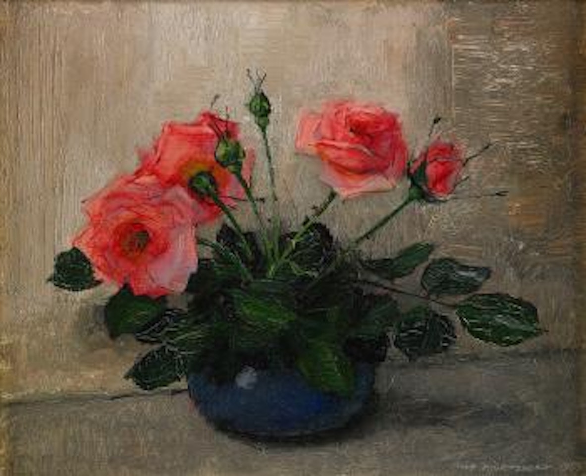 Stilleben med rosor by Olle Hjortzberg