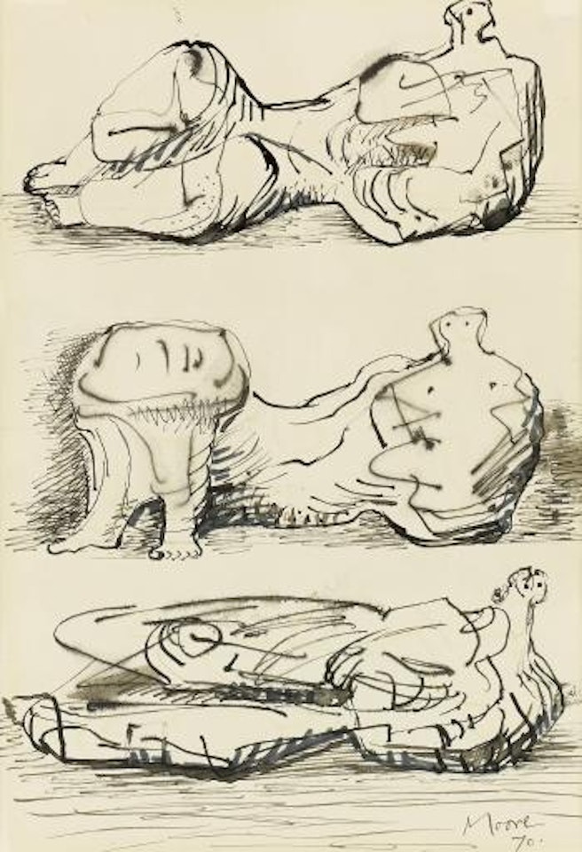 Three reclining figures by Henry Moore