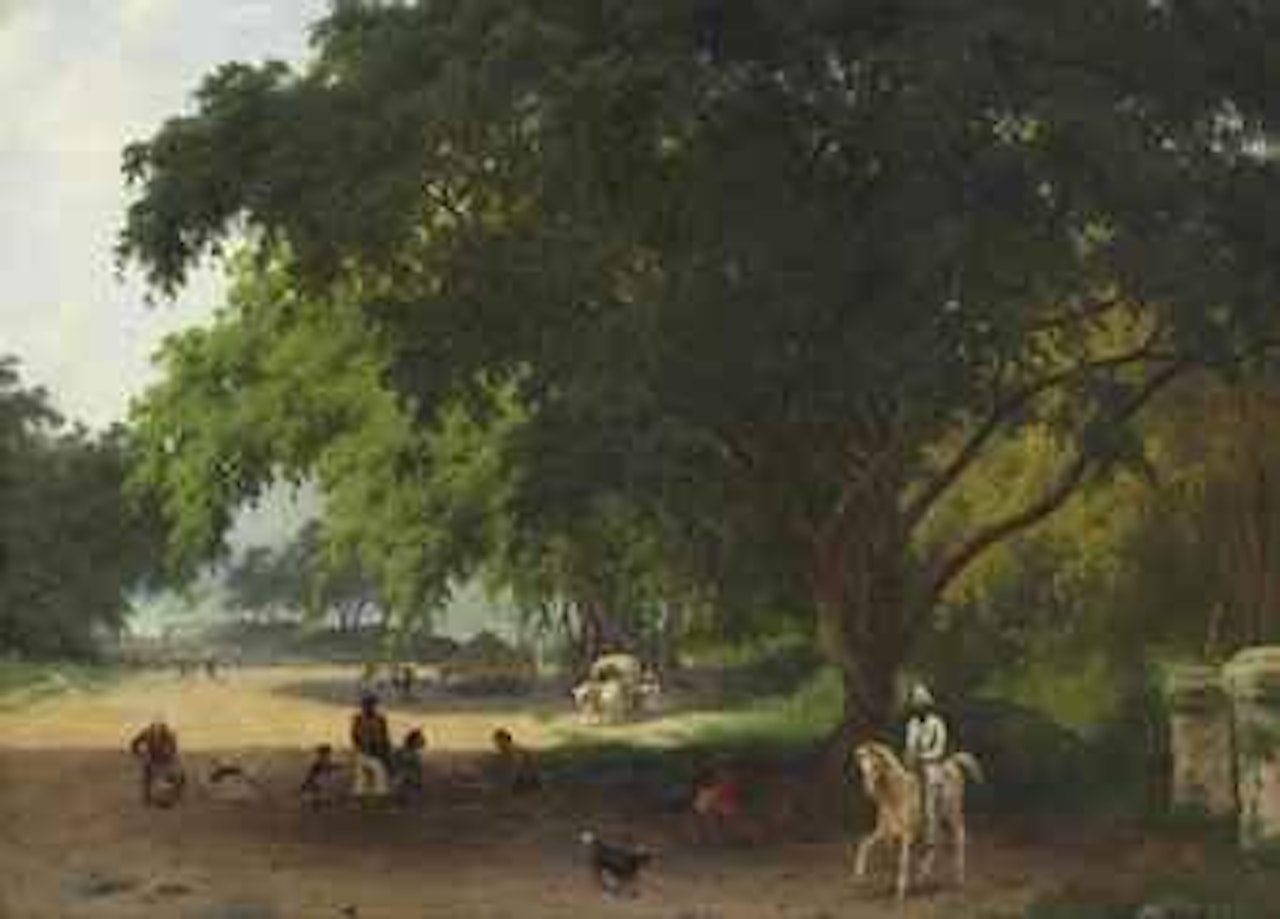 A wooded landcape with man on horseback by Gijsbert Nonus Op Noort