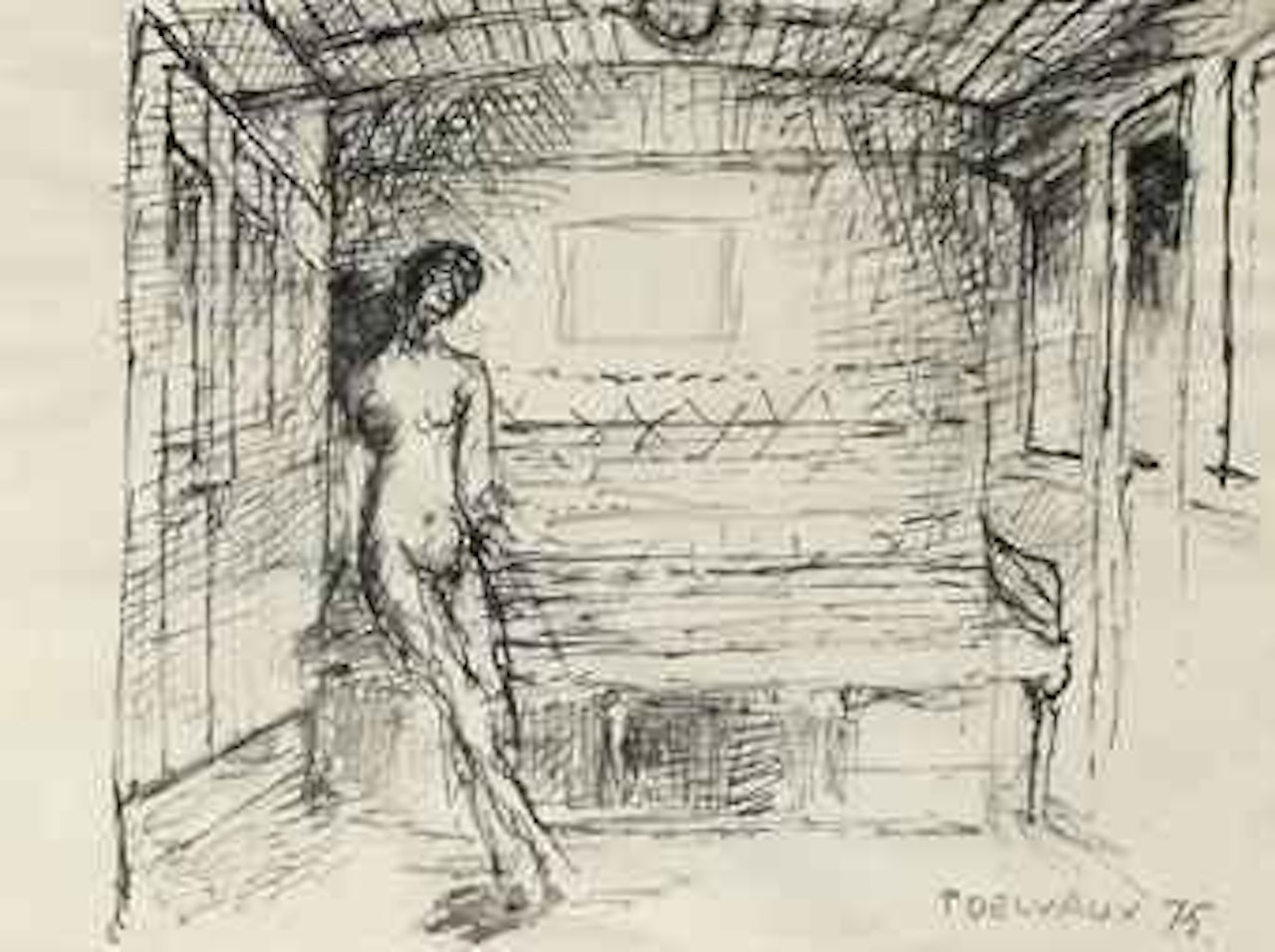 A study for Le dernier wagon (1975) by Paul Delvaux