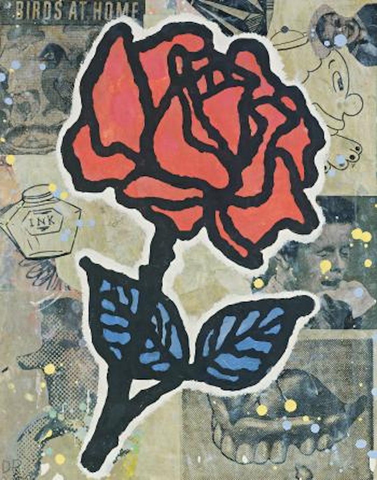 Red Rose (Blue Leaves) by Donald Baechler