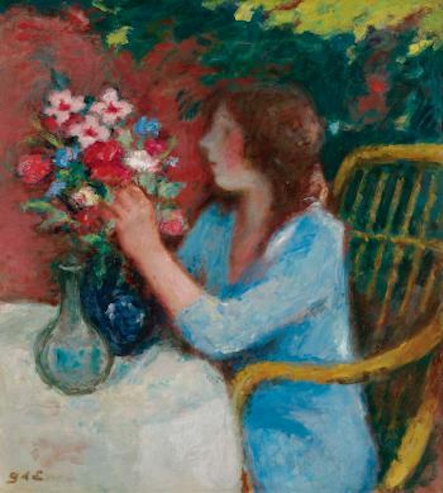 Jeune Fille Avec Un Bouquet De Fleurs by Georges d’Espagnat