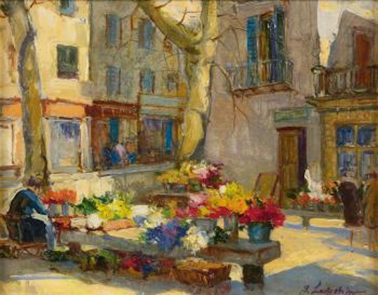 Marché Aux Fleurs, Menton by Georgij Aleksandrovic Lapschin