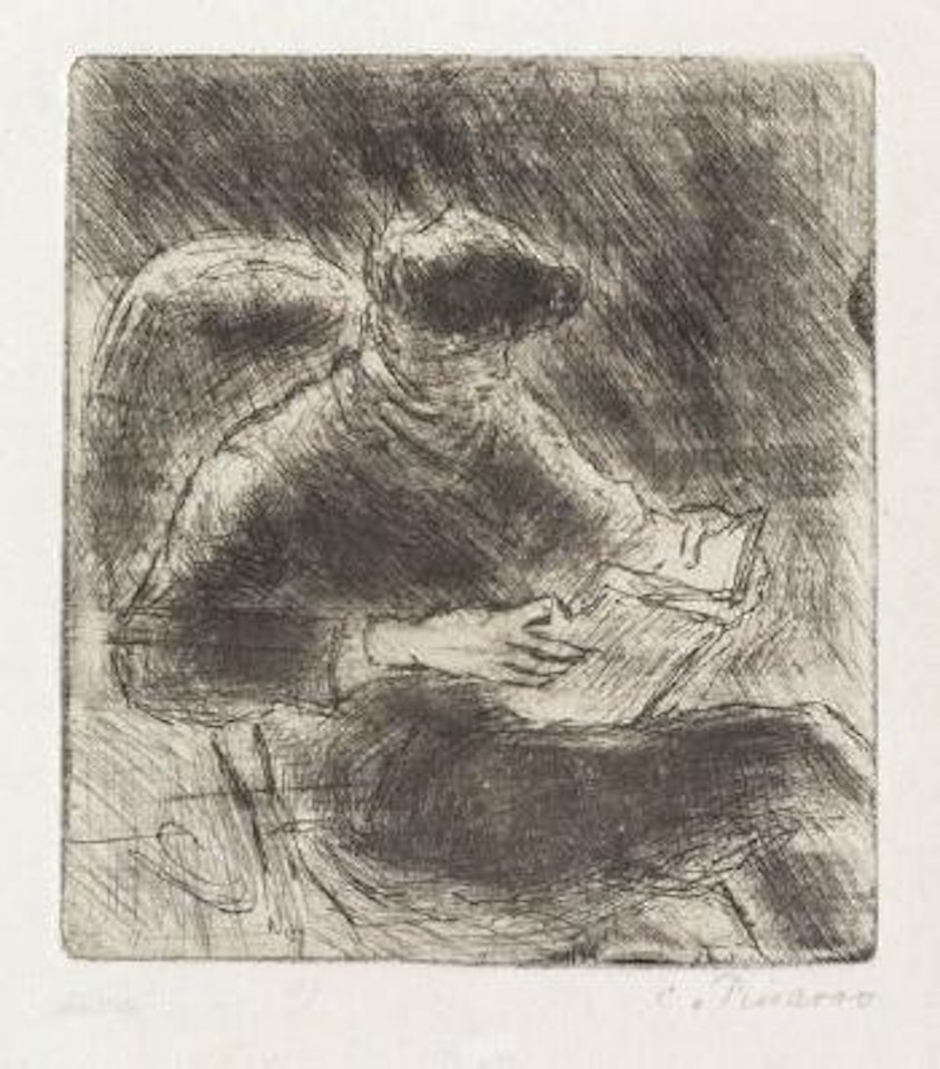 Jeune homme lisant (Georges Pissarro) by Camille Pissarro