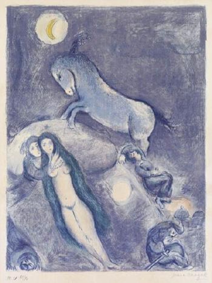 He went up to the couch and found a young lady asleep by Marc Chagall
