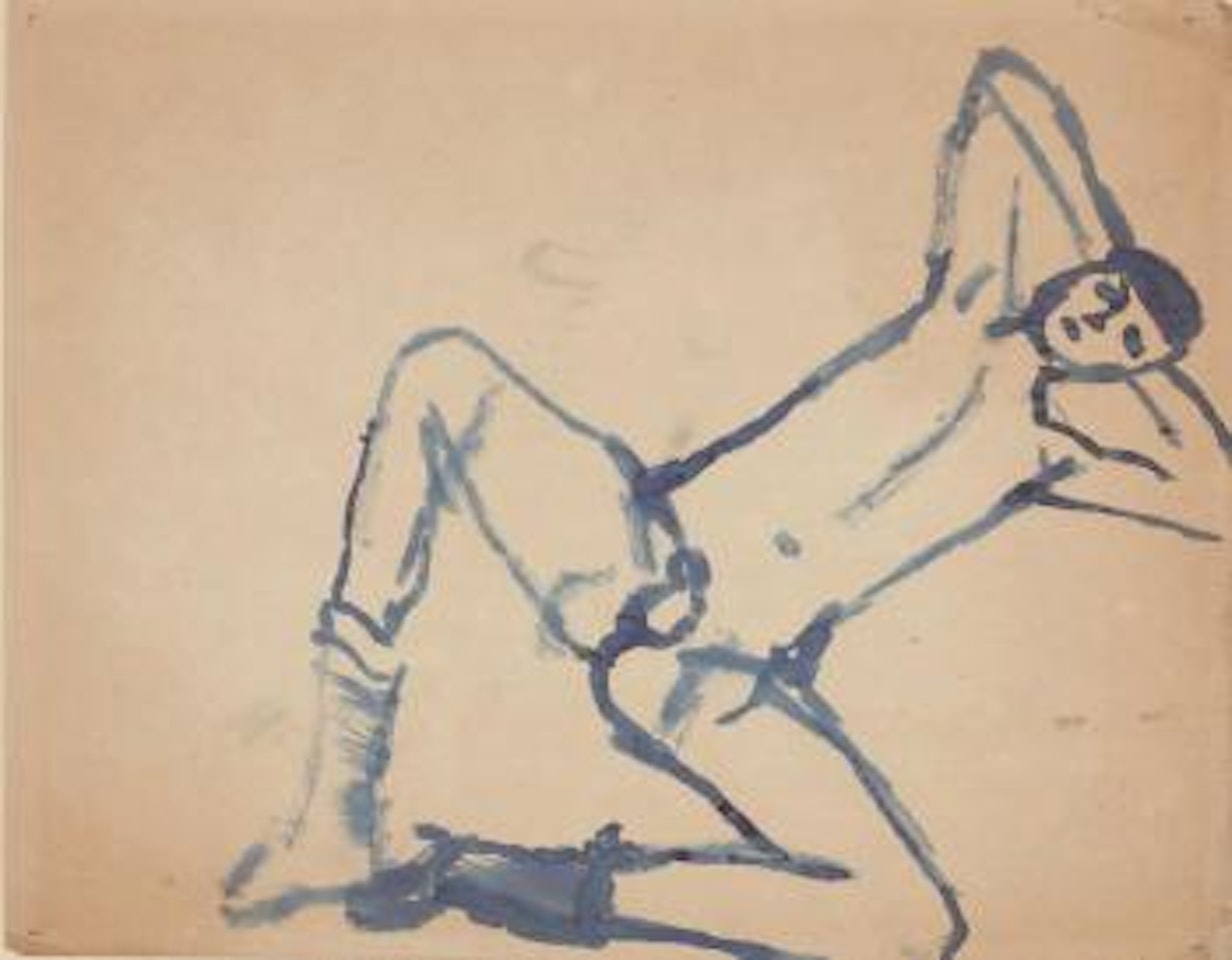 Jeune homme nu étendu by Marc Chagall