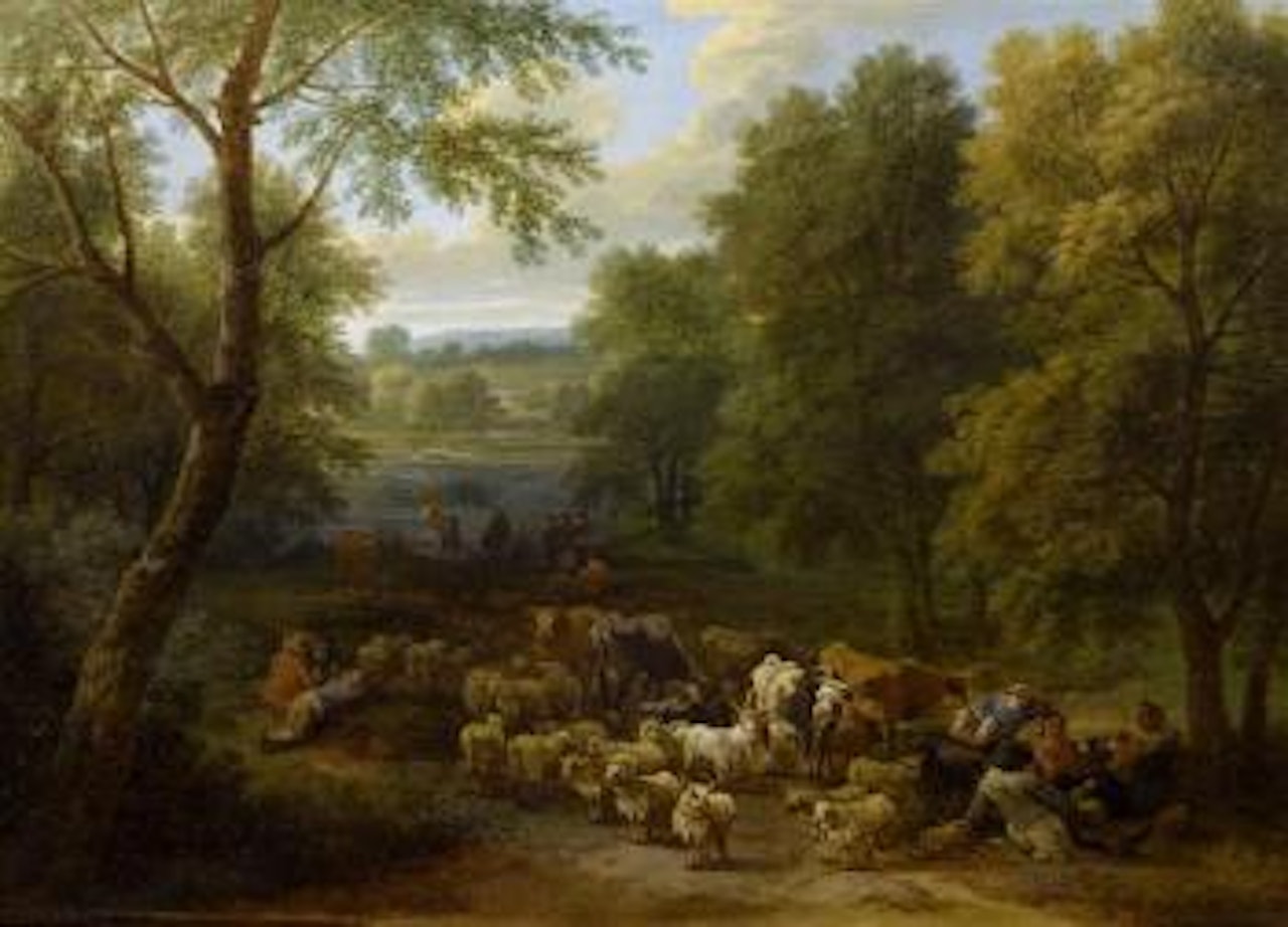 Weite Landschaften mit Hirten by Adriaen Frans Boudewyns by Pieter Bout
