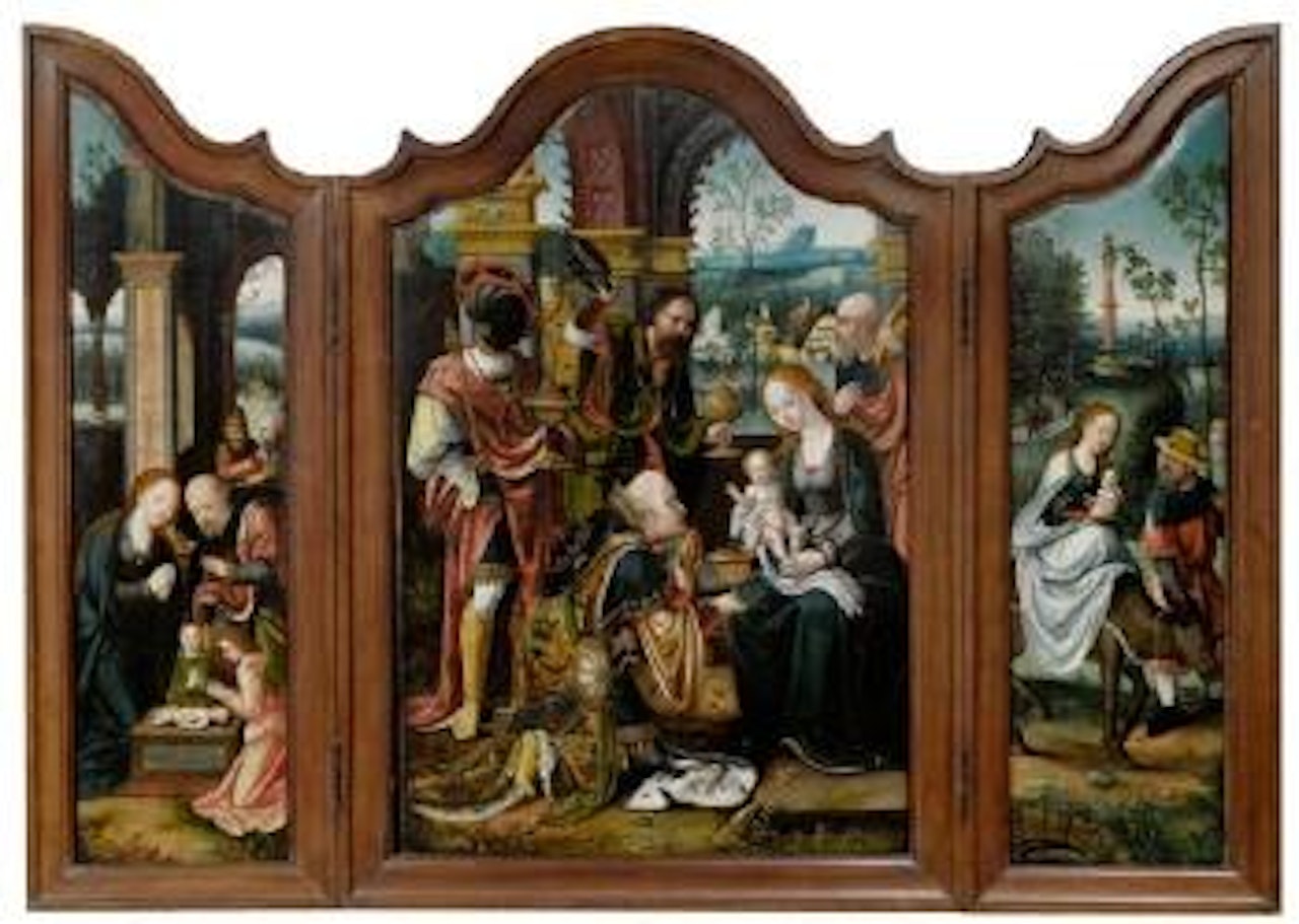 Anbetung der Könige. Heilige Familie. Flucht nach Ägypten by Attributed to Pieter Coecke van Aelst I