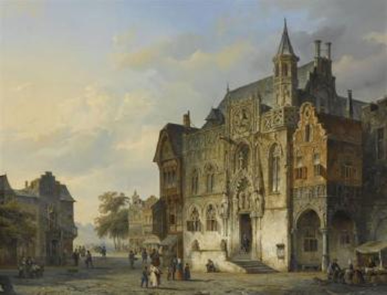 Holländische Stadtansicht mit Personen by Cornelis Springer