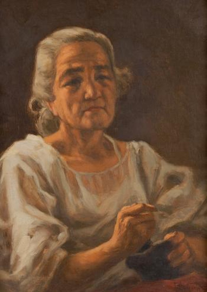 Portrait of an elderly lady by Fernando Amorsolo
