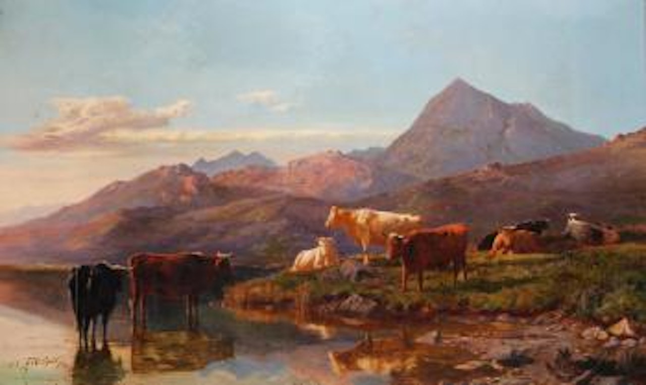 Landscape with cattle by Sidney Richard Percy