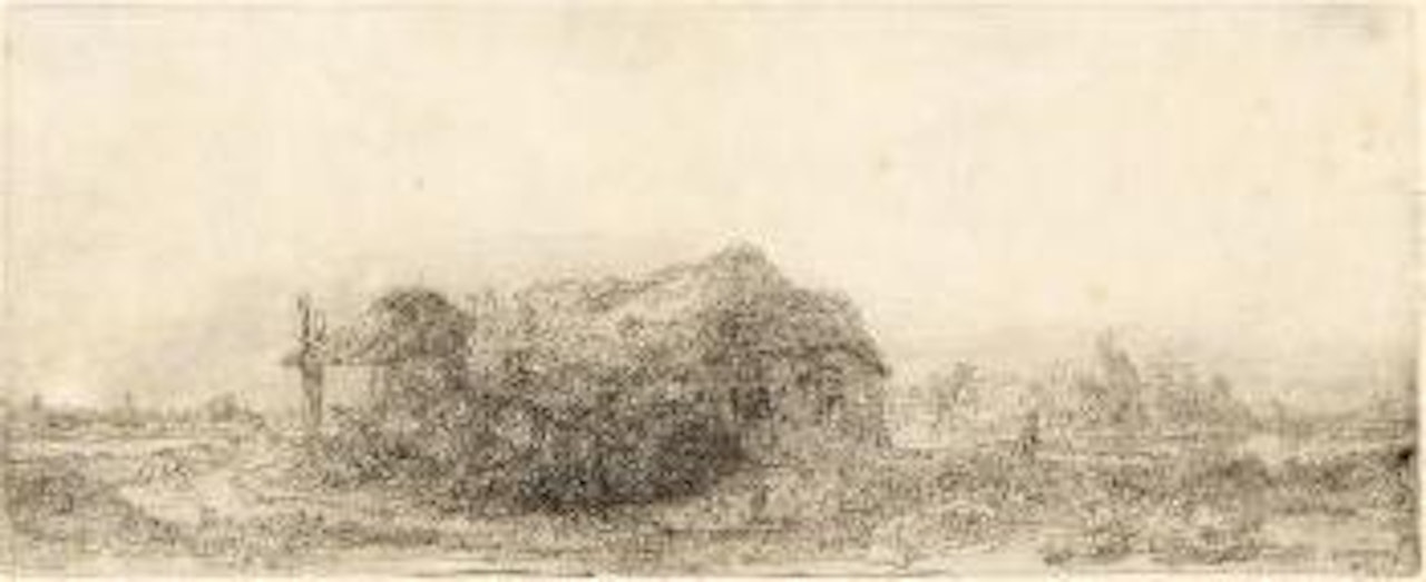 Die Hütte und der Heuschober by Attributed to Rembrandt Harmensz van Rijn