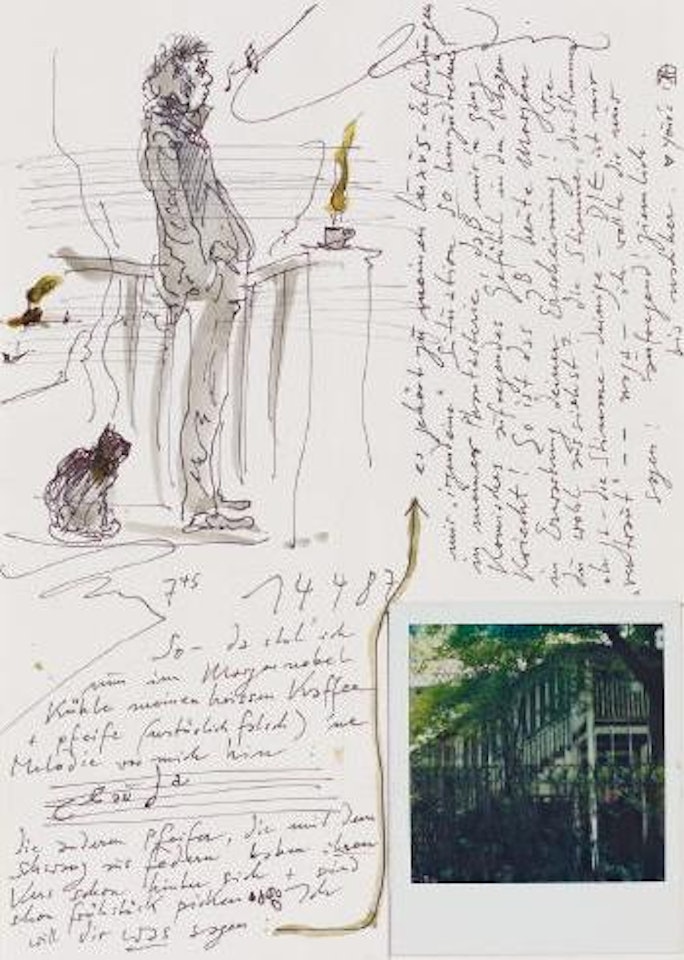Briefe mit Zeichunungen (Selbst pfeifend mit Kaffee/Turm) 13.4.87/14.4.87 by Horst Janssen