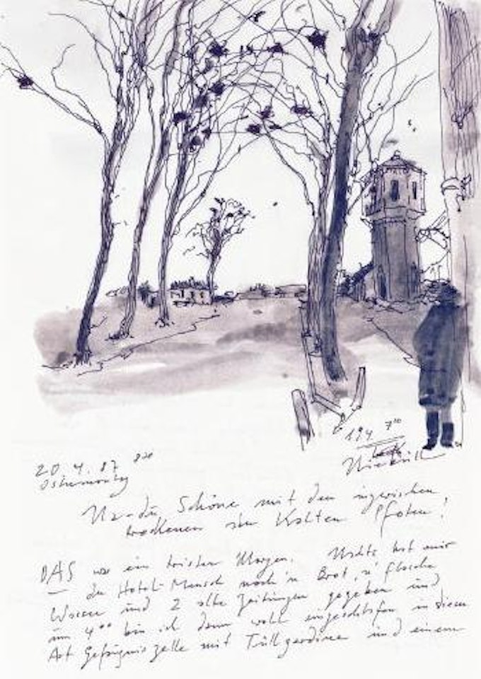 Brief mit Zechnung (Niebüll) by Horst Janssen