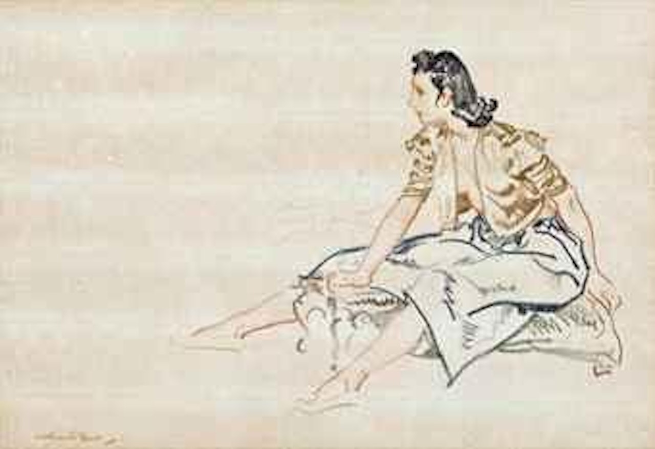 A female model seated by William Russell Flint