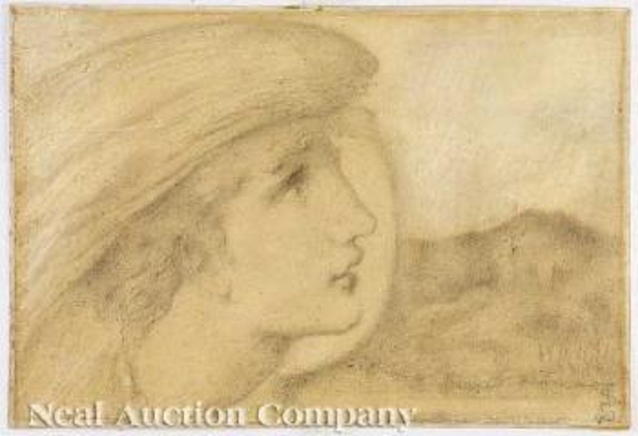 Profile head of a saint old restorations angel by Simeon Solomon