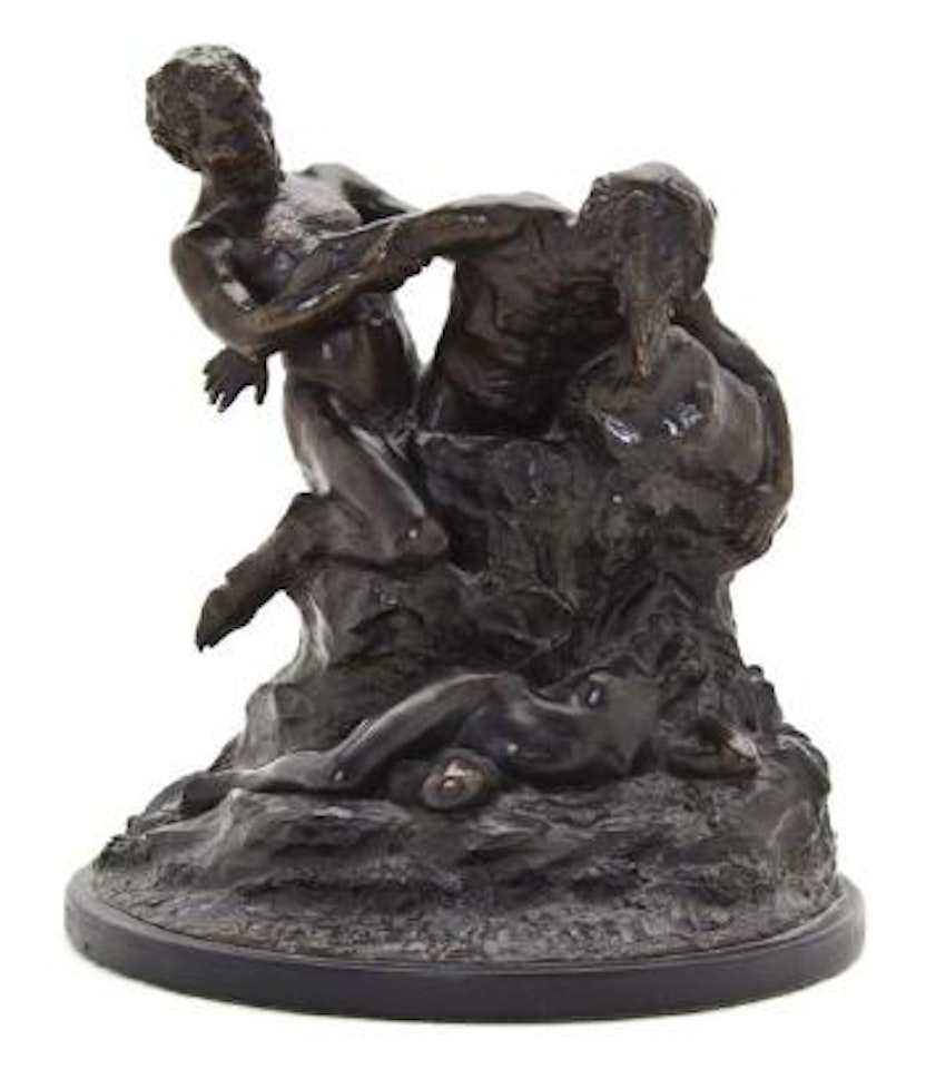 Two satyres spying on a nude female by Aime Jules Dalou