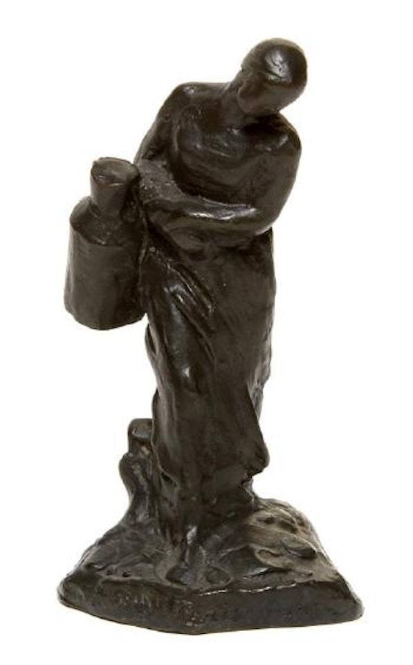 Robed woman standing with jug by Aime Jules Dalou