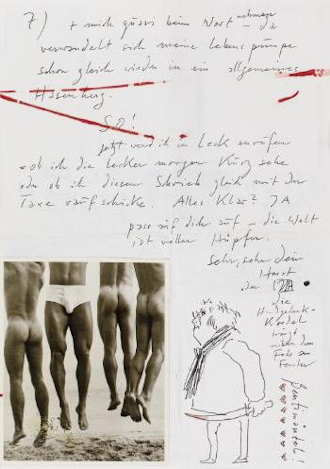 Brief mit Polaroids, Collage und Zeicnhung by Horst Janssen