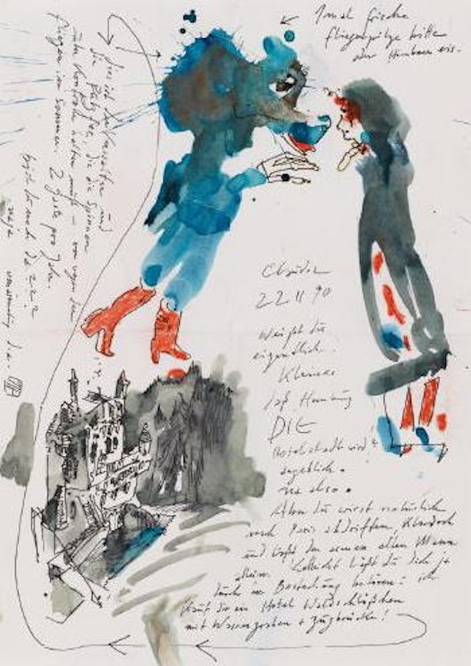 Brief mit Zechnung (Hotel Waldschlosschen) by Horst Janssen