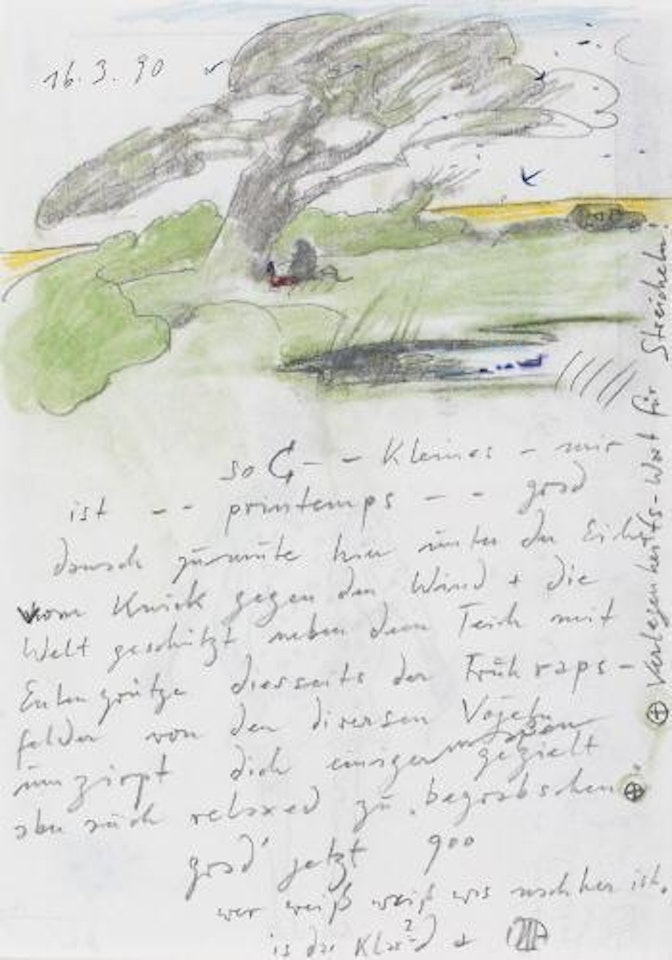 Brief mit Zeichung (Unter der Eiche) by Horst Janssen