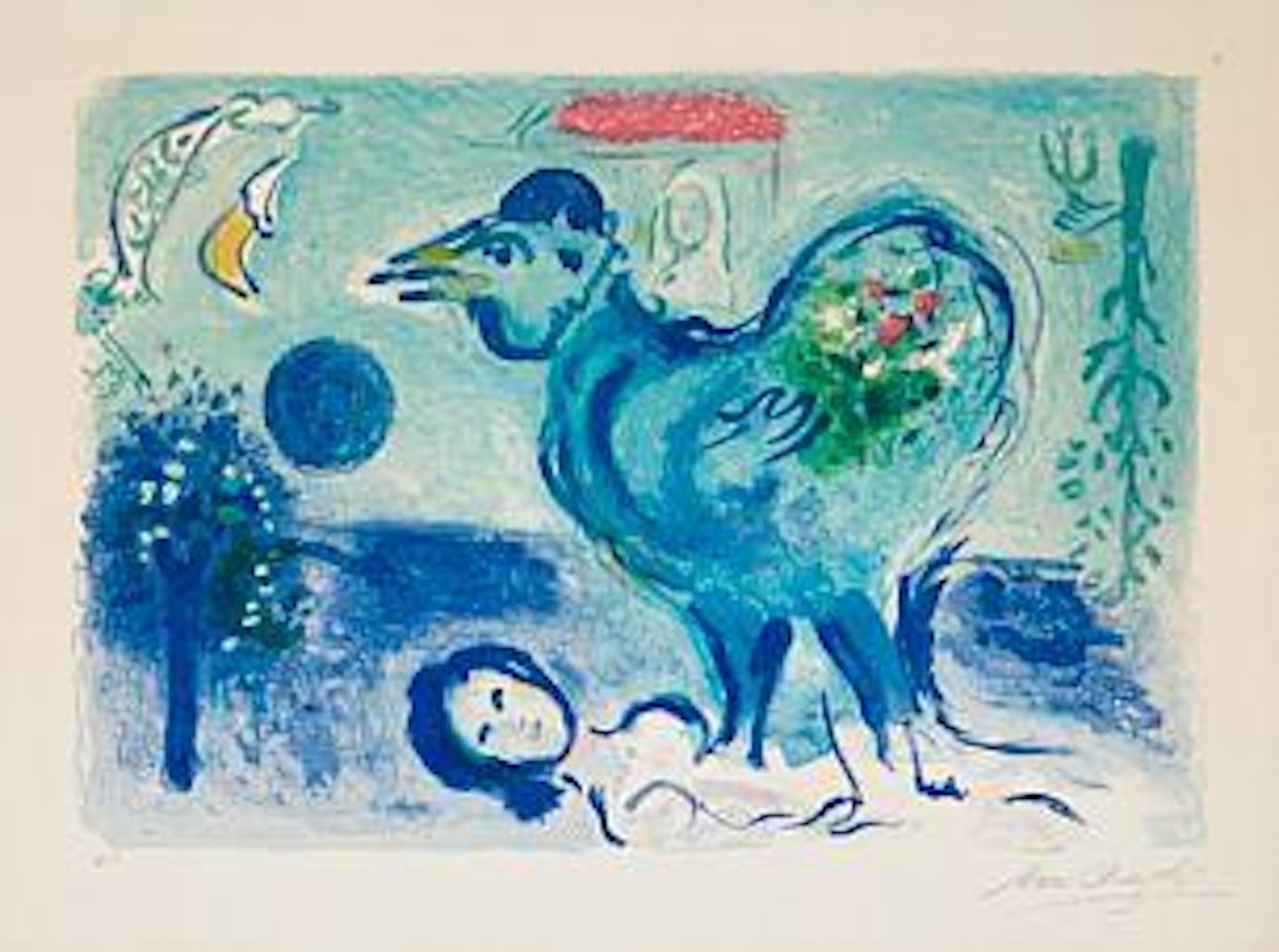 Paysage au coq by Marc Chagall