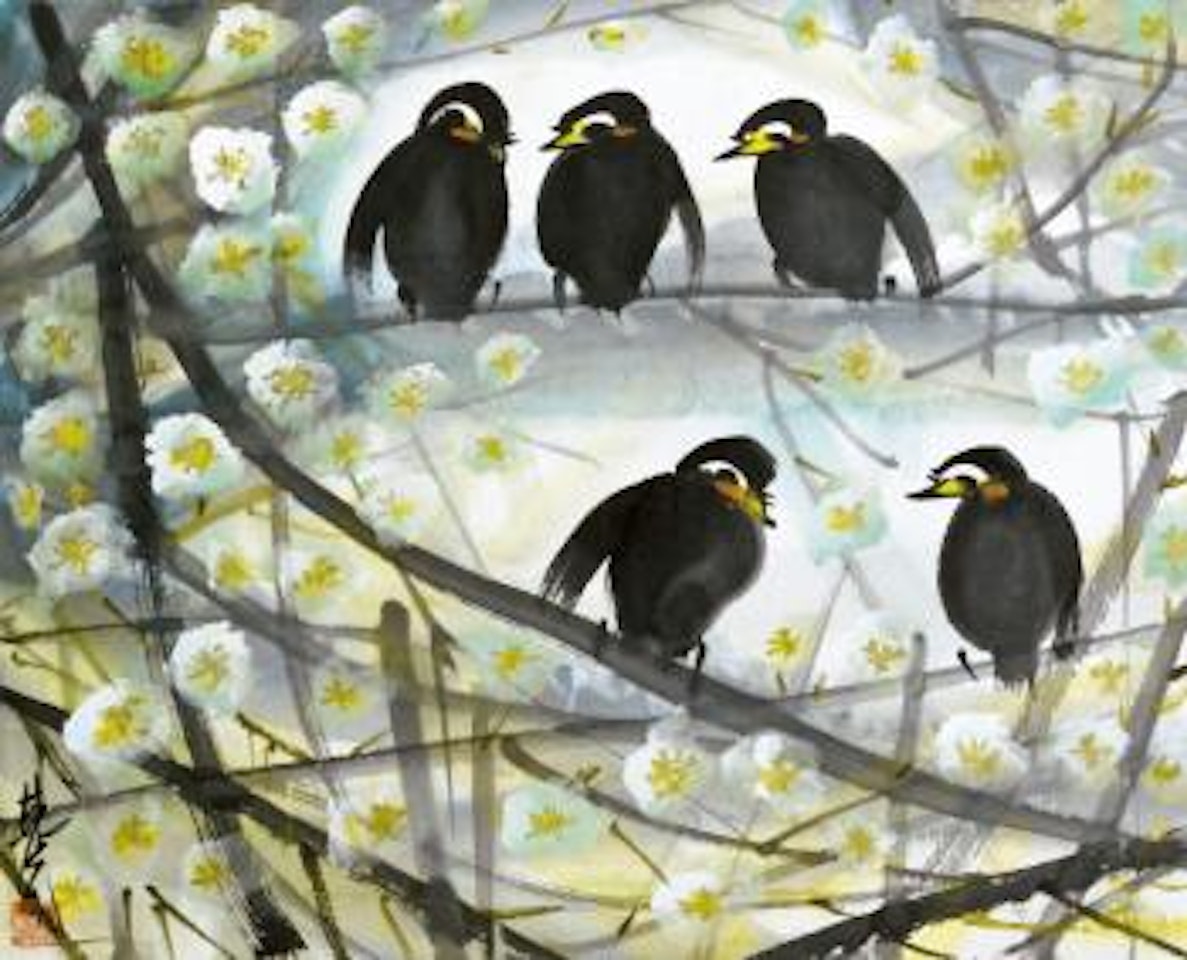 Bird And Pear Blossoms by Lin Fengmian