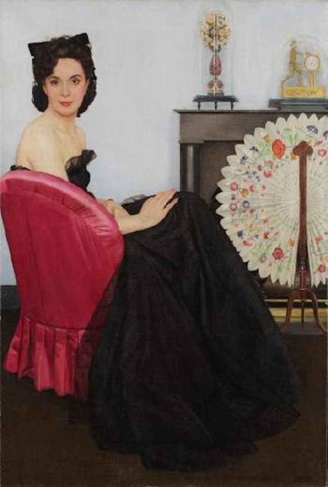 Portrait de dame au fauteuil rouge by Bernard Boutet de Monvel