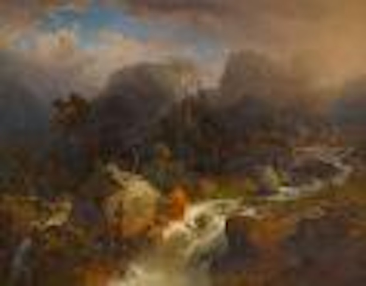 Gebirgslandschaft mit Wasserfall by August Wilhelm Leu
