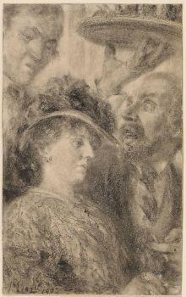 Studienköpfe eines Paares mit Kellner by Adolph Menzel