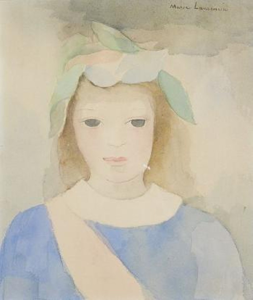 Jeune fille à la blouse bleue et au ruban vert by Marie Laurencin