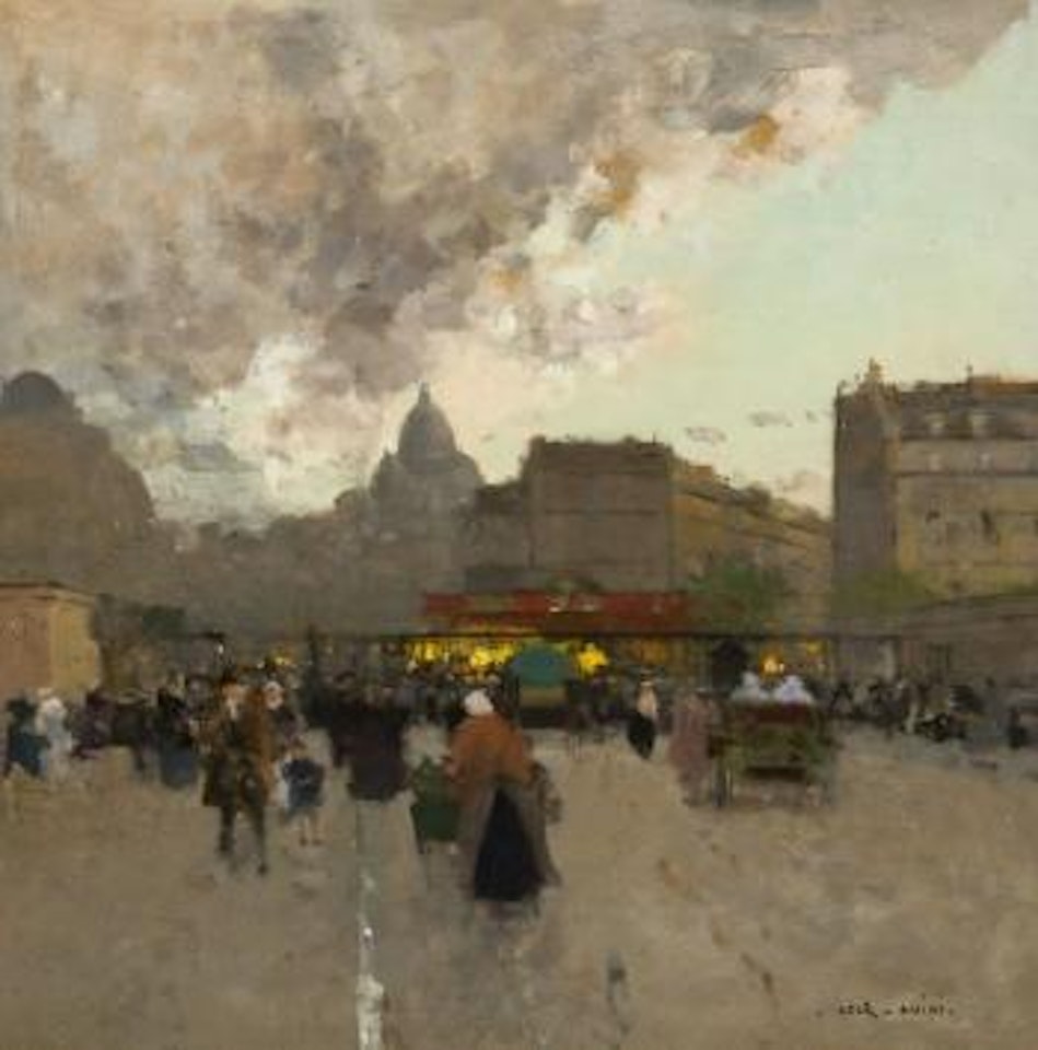 Paris, scène animée Porte de Clignancourt by Luigi Loir