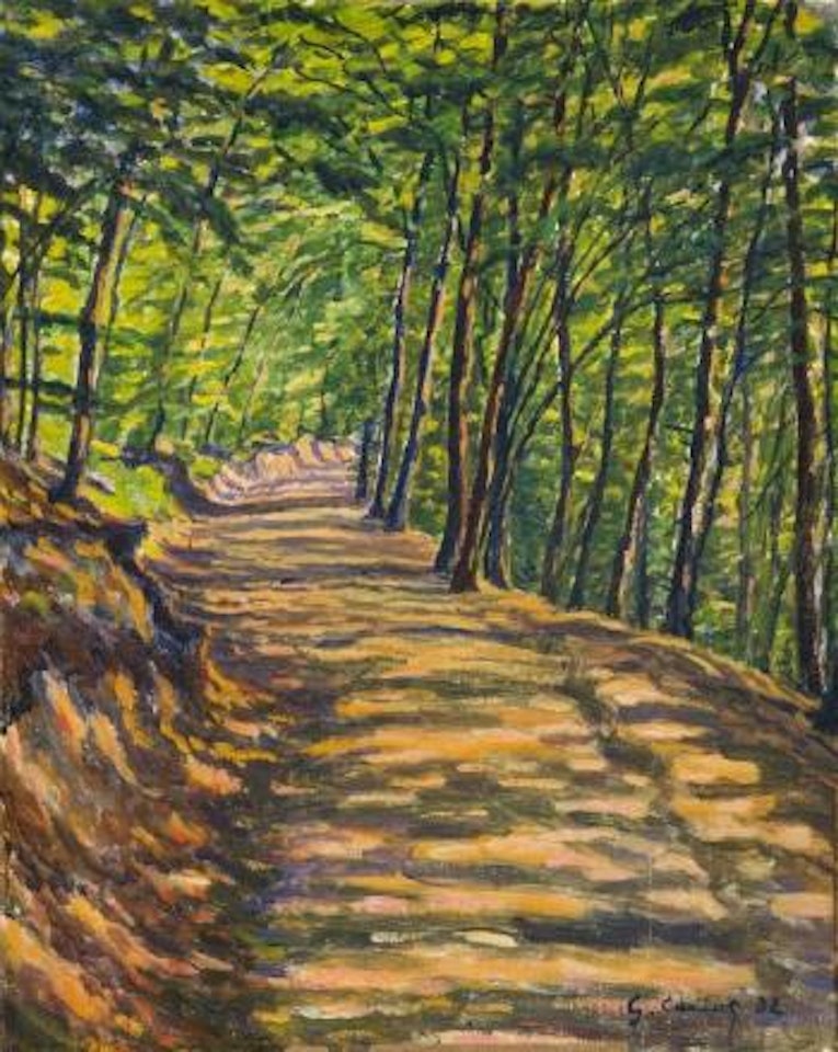 L'allée ombragée. Cabane devant les blés. Jardin d'une villa by Gustave Cariot