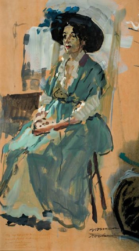 Portrait of a seated woman by Norman Rockwell