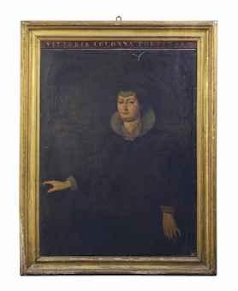 Portrait of a noblewoman, traditionally identified as Vittoria Colonna, three-quarter-length, in a black dress by Roman School