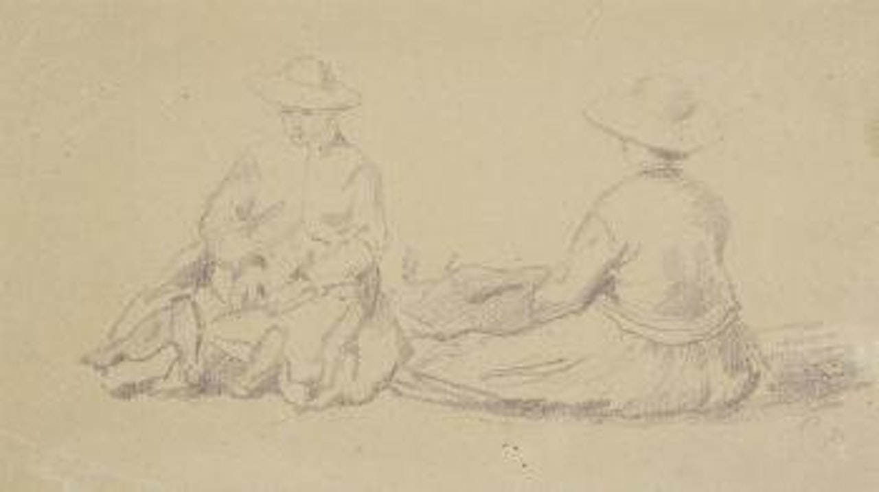 Les lavandières by Camille Pissarro
