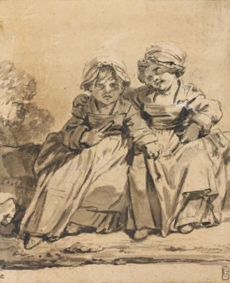 Deux fillettes assises [Two little girls seated] by Jean-Baptiste Greuze