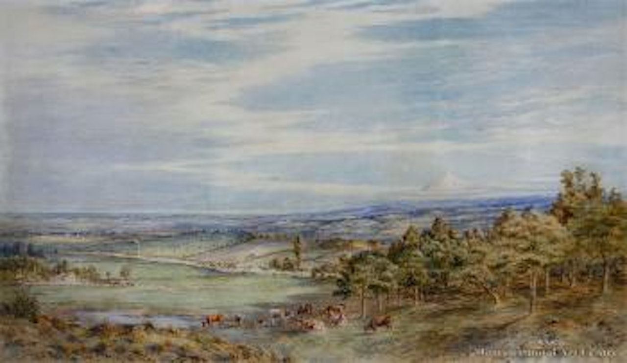 Extensive view of Taranaki and Mt Egmont by Charles Decimus Barraud