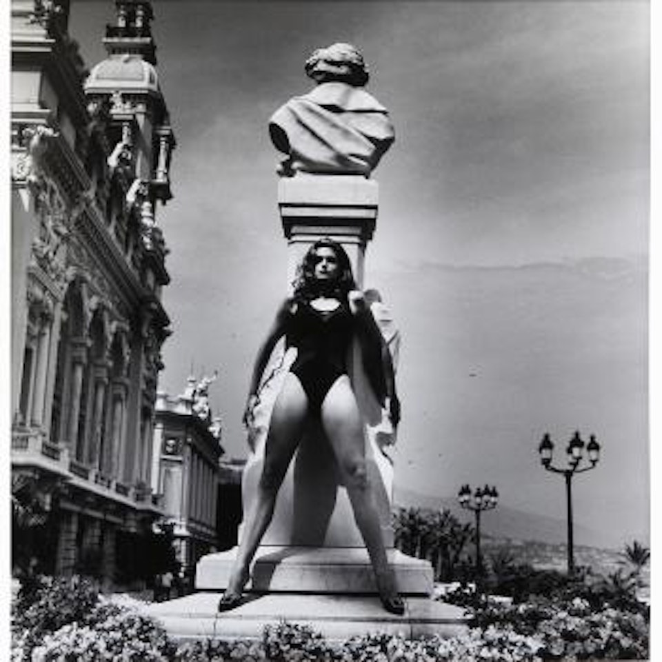 Cindy Crawford and Berlioz, Monte Carlo for American Vogue by Helmut Newton