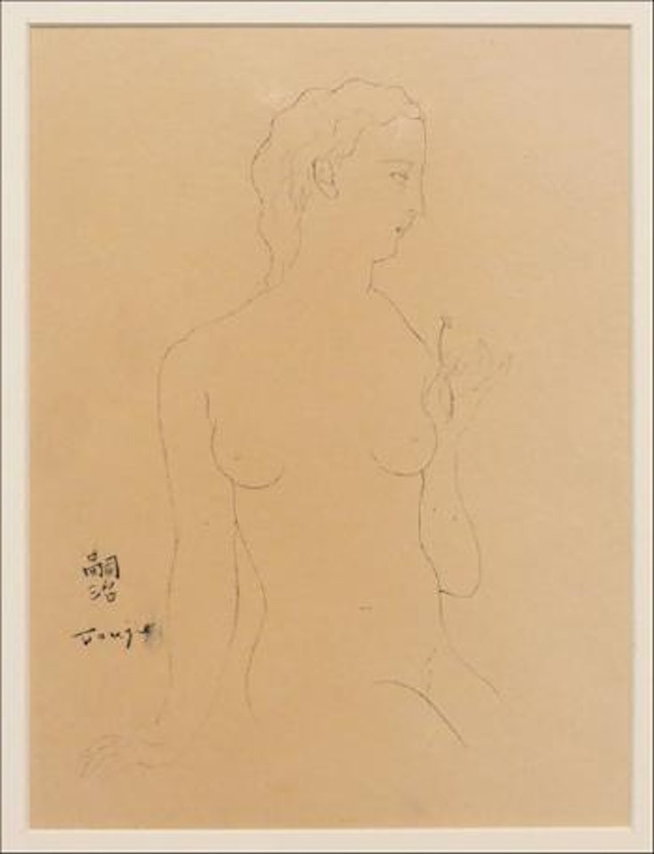 Nude with flower by Leonard Tsuguharu Foujita
