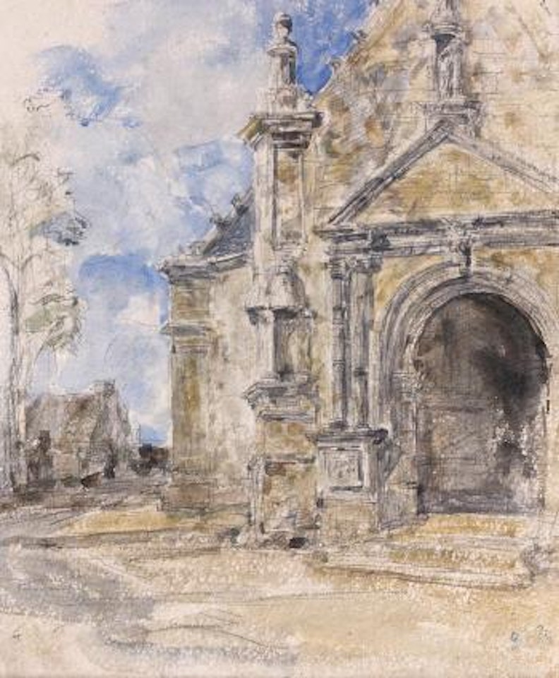 Vue du porche d'une église by Eugène Boudin